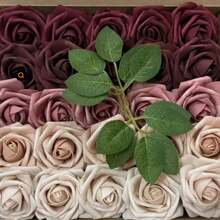 25 Peças Rosas Artificiais, Conjunto de Rosas Artificiais Verde Floresta em Gradiente - Conjunto de Buquê de Casamento DIY, Adequado para Casamento, Bolo, Decoração de Mesa de Festa
