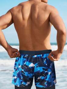Men's Beach Shorts, Double Layer Swimming Trunks, Fashionable For Summer - Black - View 2