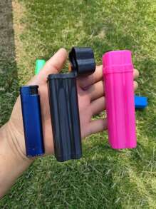 1pc New Integrated Lighter & Cigarette Storage Box With 2 Cigarette Slots And 1 Lighter Slot, Portable Cigarette Case, Storage Box, Smoker Accessories, Perfect Gift For Friends