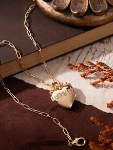 1 件心形小盒吊坠心形开合项链，适合日常佩戴、情人节礼物、友谊、周年纪念礼物（不包括主图中的礼品盒） - 花朵 - 查看 10