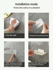 2 件壁挂式格子皂盒，无需钻孔，浴室皂盒沥水收纳架，浴室配件家居浴室装饰秋季装饰返校季 - 彩色 - 查看 6