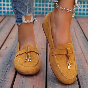 Mocasines bohemios de unicolor versátiles y de moda, aptos para uso casual, oficina u exterior, para todo el año