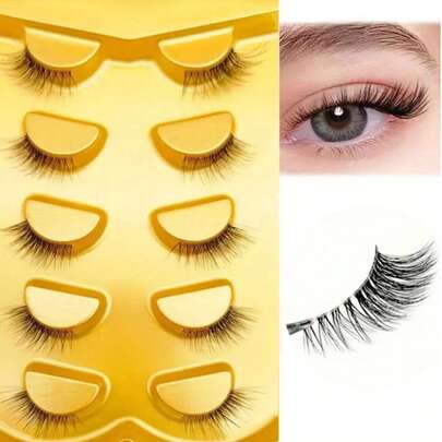 5 Pares de Cílios Postiços Falsos Metade do Olho Naturais 024-227