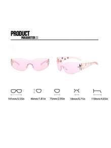 1pc Women's Frameless Star Decor Y2K Style Eyeglasses, Suitable For Daily Use For Summer Beach Vacation,Outdoor,Travel