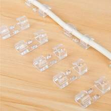 100 Piece Clear Adhesive Cable Clips - Durable Plastic Cable Organiser For Power Cord Management, Under Table And Wall MountingSafe, Neat Cable Storage Solution, Random Colours - Multicolor - View 8