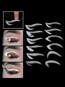 1 Peça Conjunto de Moldes de Delineador Profissional com 12 Pares de Moldes de Sombra para os Olhos, Kit de Modelo de Design Facial Profissional - Desenho Simples e Criativo, Perfeito para Festas, Eventos, Projetos DIY, Festas de Feriados, Presentes