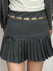 1 件女士奢华水晶花卉几何金属腰链，适合派对礼服、礼服、日常服装装饰 - 百搭腰带