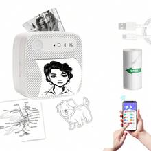 迷你标签打印机，便携式热敏贴纸打印机，兼容安卓和iOS系统，无需墨水，适用于家庭、办公室、书房、任务清单、照片等多种用途。 - 灰色 - 查看 4