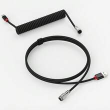 2pcs/Set 1.6M USB To Type-C Spiral Keyboard Cable, Spring Airplane Plug, Retractable Braided Material, Detachable Metal Aviator Connector, Suitable For DIY Mechanical Keyboard Customized Charging & Data Cable - Multicolor - View 10