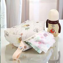 Bolsa organizadora de pañales con estampado estilo coreano INS para artículos de cuidado del bebé, pañales, toallitas, bolsillo colgante portátil para almacenamiento