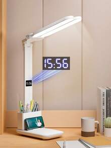 1 件 LED 台灯，USB 可充电触控灯，3 种颜色 5 种亮度等级护眼阅读灯，带手机支架和笔筒的床头灯，三合一，适用于房间、书桌、工作台 - 白色 - 查看 2