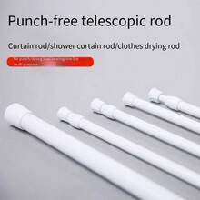 1/2pcs Thickened Stainless Steel No Drill Retractable Curtain Rod/Tension Pole For Balcony, Clothes Drying Rack, Shower Curtain - Multicolor - View 9