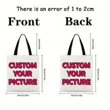 1 pièce Sac fourre-tout en canevas personnalisé, imprimé paysage/illustration, design unique, pliable, grande capacité, léger, mode, sac à épaule décontracté