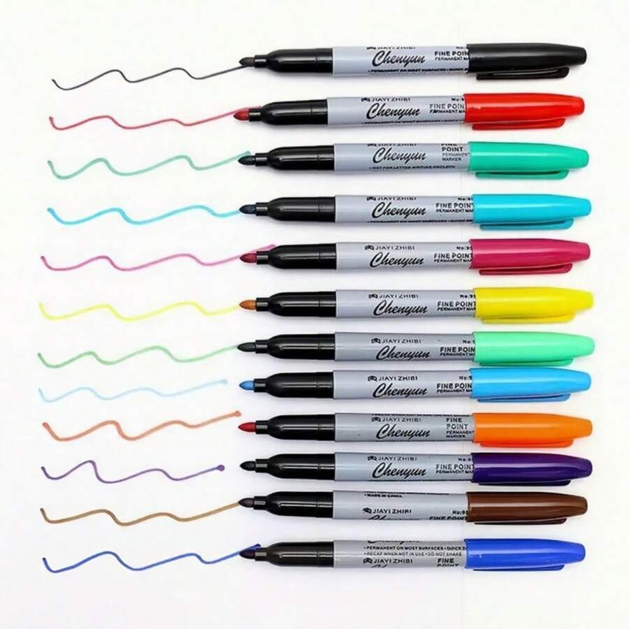 6pcs Vibrant Fine Tip Permanent Markers - Quick-Dry, Durable Ink For Office, Classroom, Home & Tattoo Artists - Assorted Colors, Office Stationery|Bold Lettering|Fade Resistant Ink Back To School - Sets - View 1