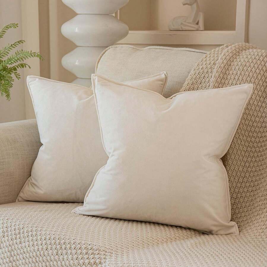Vỏ gối trang trí tối giản hiện đại, vỏ gối sofa dày dặn thời trang, vỏ gối tựa đầu giường. - Màu be - Xem 1