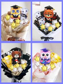 8pcs/Set Graduation Balloon Decor, Includes Graduation Cap, Trophy, Certificate, Owl Shaped Balloons, Creative Balloon Bouquet For Graduation Party - Multicolor - View 1