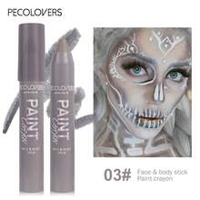 PECOLOVERS Face Paint Pen Set Rainbow Graffiti Crayon Human Face Paint Stick Makeup Long-Lasting Texture Soft Festive - Multicolor - View 7