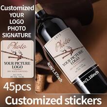Customized Wine Label Stickers, Personalized Wine Bottle Labels, Custom Printed Non-Adhesive Labels For Food, Beverages, Commercials, Unique Gifts For Christmas, Valentine's Day, Thanksgiving, Beer Festival - Customized Red Wine Label Stickers - View 5