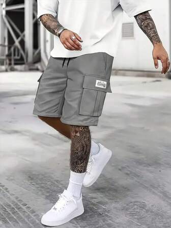 Pantalones cortos cargo informales con múltiples bolsillos para hombre