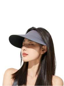 1 chiếc mũ chống nắng ngoài trời cho nữ, có lỗ buộc tóc, mũ đi biển, mũ du lịch có thể gấp lại, chống tia UV - Nhiều màu - Xem 2