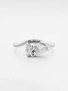 Eleganter, modischer, klassischer Ewigkeitsliebe-Ring aus 925er Sterlingsilber, Luxus-Birnenform-Zirkonia-Ring für Frauen für Verlobung oder Hochzeit