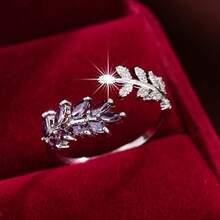 1 szt. Modny pierścień z otwartymi zębami i zieloną cyrkonią sześcienną