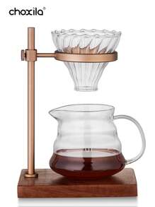 choxila 1 pieza Soporte para café hecho a mano, olla para café hecho a mano al aire libre, soporte para filtro de café, base de madera maciza vintage, soporte para café hecho a mano, de vuelta a la escuela