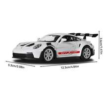 1:36 比例 911 GT3 RS 压铸微缩模型，发条驱动，耐候锌合金赛车收藏品，适合 3-12 岁儿童 - 白色 - 查看 9