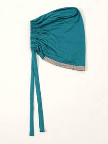 1pc Women's Solid Color Rhinestone Headband, Headscarf With Criss-Cross Front, Soft Modal Lining, Easy To Wear Hair Sleep Cap - Solid Color - View 21