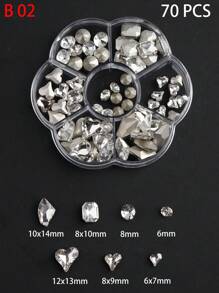 70 pezzi Decorazioni per unghie a forma di cuore tridimensionale, diamanti in vetro finti per arte di unghie, accessori per unghie, decorazioni a cuore, forniture per manicure, elementi essenziali per nail salon e nail tech