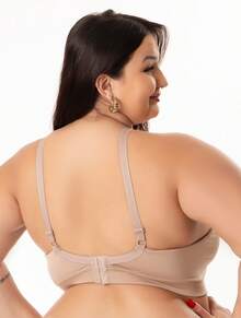 Plus Size Bra, No Pads, Reinforced Straps, Comfort Premium. - Màu be - Xem 3