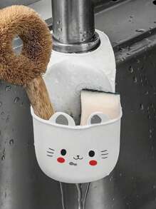 1pc/2pcs/3pcs Simple Under Sink Storage Basket, Hanging Bag, Kitchen Drain Hanging Basket, Drain Bag, Multi-Function Rack, Drain Rack Storage Faucet; Under Sink Storage, Kitchen And Bathroom Cabinet Under Sink Storage, Drain Rack Storage Indoor, Kitchen Gadgets, White