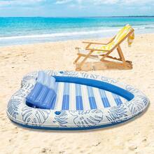 1pc Inflatable Adult Heart Shaped Pool Lounge Chair, Large Beach Sunbathing Floating Mat Raft With Drink Holder, Floating Swim Bed Mat - Multicolor - View 5