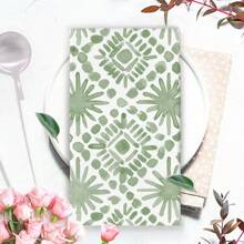 2/4pcs Green Floral Leaves Boho Style Kitchen Towel, 16x24 Inch, Seasonal Spring/Summer Decorative Hand Towel