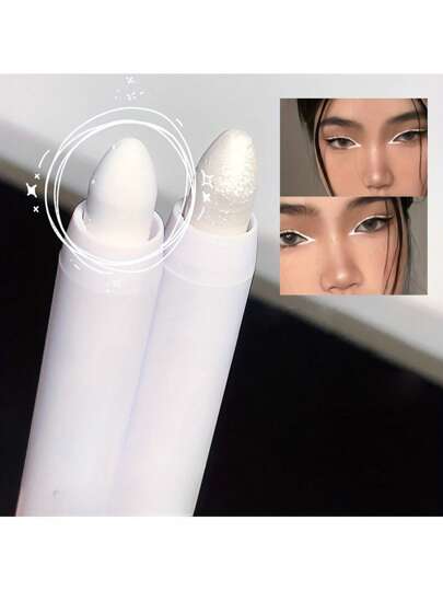 Sparkling Eye Highlighter, Long-Lasting Brightening Eye Corner Eyeshadow Pen, Pearl White Glitter Shimmering Eyelid Under Crease Pen, Eye Cosmetics For Music Festival