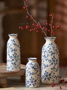 Nowy chiński retro ceramiczny mały wazon na kwiaty, smukły salon, kompozycja z suchych kwiatów, dekoracja hydroponiczna, wysokiej klasy niebieski i biały porcelanowy wazon na kwiaty