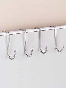 3pcs Stainless Steel Hanging Hooks, Suitable For Bedroom, Dining Room, Bathroom, Over The Door Storage Rack, Wall Mounted Coat Hooks - Silver - View 3