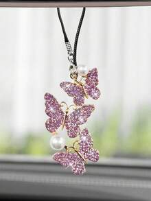 1 件创意合金珍珠蝴蝶装饰汽车内饰装饰车内后视镜装饰 - 均碼 - 查看 11