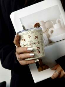 1pc 800ml Romantic Bohemian Style Double-Wall Stainless Steel Insulated Carafe, Coffee Pot, Tea Kettle, Water Pitcher, Suitable For Camping, Gatherings, Home, Office, Outdoor, School, Holiday & Birthday Gifts - Multicolor - View 14