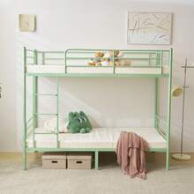 Zimtown Twin Over Twin Steel Bunk Beds Frame, 78" X 42" X 65" With Ladder Bedroom Dorm Room For Kids Adult Children - Green - View 3