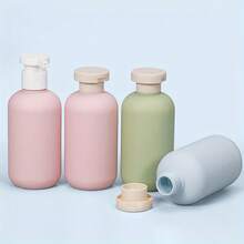 3 件装塑料旅行洗发水瓶，透明蓝色洗发水、护发素、沐浴露泡沫泵瓶 - 彩色 - 查看 2