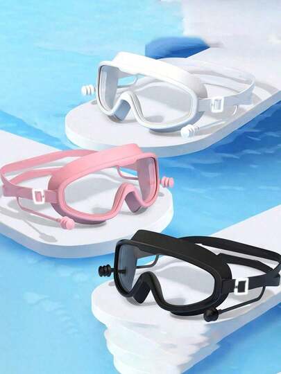 1 st. imfria och vattentäta HD-simglasögon, stora badglasögon för vuxna, pooltillbehör, strandtillbehör, strandtillbehör, poolmadrass