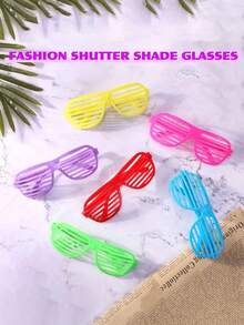 12片/6片复古80/90年代百叶窗款式，霓虹色百叶窗，百叶窗，派对礼品填充物，新奇服装配饰，适合夜间派对、生日装饰、派对和音乐节、海滩配饰，多种颜色可选，派对礼品，毕业典礼，迪斯科生日装饰，万圣节装饰，万圣节派对用品，圣诞节装饰，圣诞节派对用品