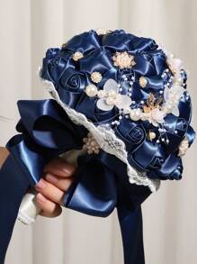1PC Wedding Bouquet For Bride Romantic Wedding Rose Bride 's BouquetArtifical Rose Posy With Satin Jeweled Bouquet Bridesmaid Holding Flowers Wedding Bouquets