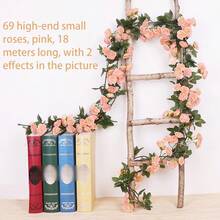 2.5m/1.8m Artificial Rose Vine, Suitable For Wedding Wreaths, White & Pink, Home Room Wedding Decor, Silk Artificial Rose Vine (Relatively Smaller Flowers) - Multicolor - View 16
