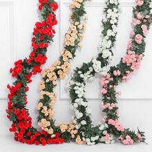 2.5m/1.8m Artificial Rose Vine, Suitable For Wedding Wreaths, White & Pink, Home Room Wedding Decor, Silk Artificial Rose Vine (Relatively Smaller Flowers) - Multicolor - View 2