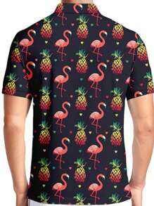 Men Golf Shirts Fun Print Hawaiian Crazy Men Stylish Polo Shirts