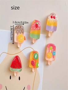 10 件/套冰箱贴冰箱贴纸 - 碳酸饮料、水果、冰淇淋、冰棒、草莓、西瓜仿真食物玩具家居装饰 DIY 磁铁 - 水果冰淇淋色 - 查看 3