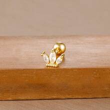 22 Styles Stainless Steel Mini Zirconia 1 Piece Stud Earring Women,Valentine's Day Earrings,18K Gold Plated Helix Screw Ball Ear Studs Tragus Cartilage Piercing Jewelry - Y20437-gold-white-1pc - View 18