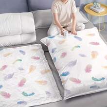 1/3/5pcs Vacuum Compression Bag, Space Saver Bag, Quilt Clothes Luggage Storage Bag, Down Jacket Sweater Pillow Storage Bag, Moisture-Proof Mildew-Proof And Dust-Proof Storage Bag - Feather - View 1